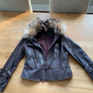 Andrew Marc vintage cocoa leather jacket, w/ size Medium